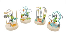 DKD Home Decor Juego de Laberinto de Animales en Madera, 4 Surtido