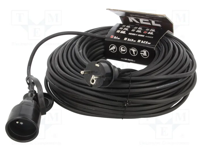 KEL Prolongador de alimentación H05RR-F 3G1mm2 40m Negro KEL Prolongador de alimentación H05RR-F 3G1mm2 40m Negro