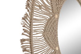 DKD Home Decor Espejo Boho Natural Yute Cristal 76 x 76 cm (2 Unidades)