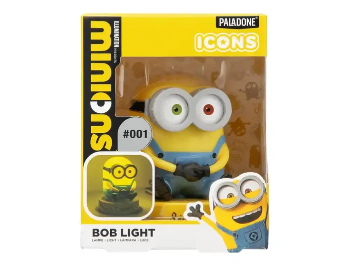 Wondee Lampara Minions Bob Icon Light - Figura Luminosa Oficial de Minions con Gafas y Mono Azul, Luz Ambiental para Dormitorio, Escritorio o Gaming