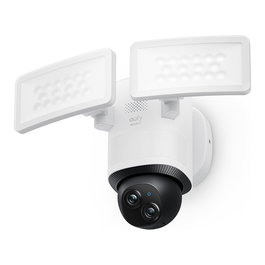Eufy Cámara de Seguridad Floodlight E340, Cableada, 360° Giro/Inclinación, 2K, 2000 Lúmenes, Doble Cámara, Wi-Fi Dual, Compatible HomeBase 3, Sin Cuota, Almacenamiento Local