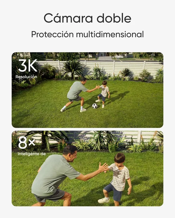 EUFY Floodlight Camera E340 con cámara doble, giro de 360° e iluminación de 2000 lúmenes