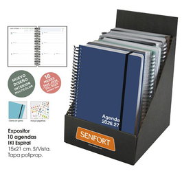 Agenda Anual (2026-27) Senfort 16 Meses Iki Unicolor Espiral Tapa Pp Con Goma 155X215 S/V Surtido Expositor De 10