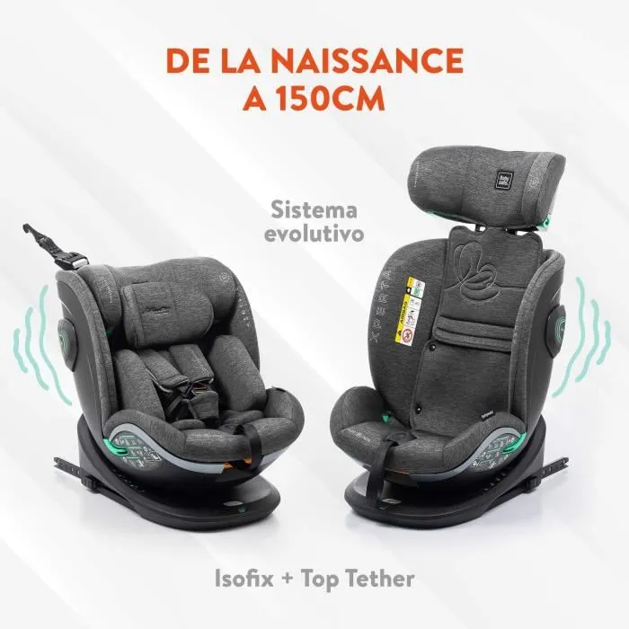 Babyauto Silla de Coche Xperta Black Line 0-36 kg I-Size ISOFIX Giratoria 360 ECE R129