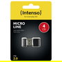 Intenso Micro Line USB 2.0 Memory Stick 4GB, Negro, Tapa, Velocidad Lectura 16.5 MB/s