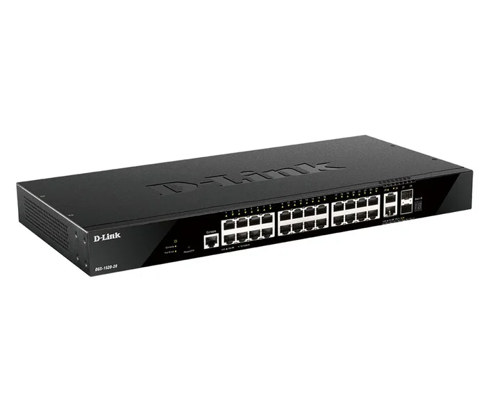 D-Link DGS-1520-28/E Switch Gestionado L3 de 28 Puertos, 24x Gigabit Ethernet (1GbE), 2x 10GbE, 2x SFP+, Montaje en Rack 1U, Negro