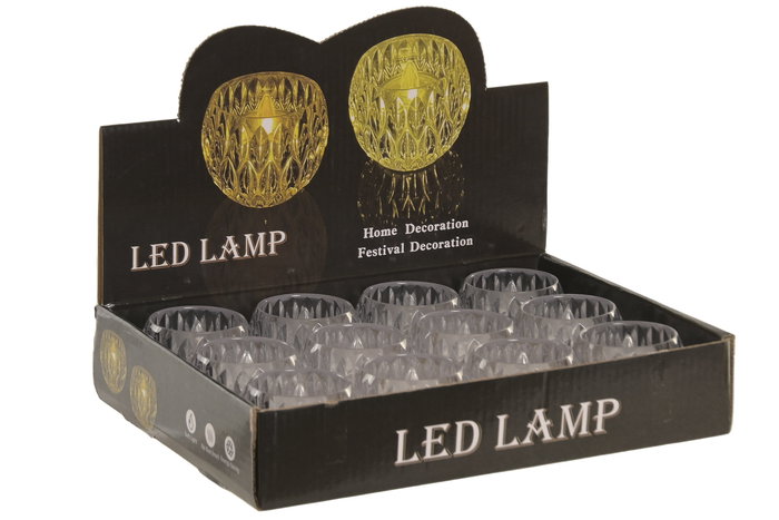 DKD Home Decor Decoración Luminosa Transparente 6x6x5 cm, 12 Unidades, LED, Incluye 3 Baterías