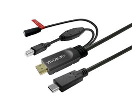 Vivolink Cable de pantalla táctil USB-C a HDMI y USB-B de 5m Negro
