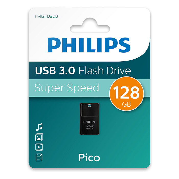 Philips USB 3.0 128GB Pico Edition Midnight Black STICK, Llavero, Hasta 180 MB/s