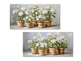 DKD Home Decor Cuadro Lienzo MDF 120x60 Macetas Surtido de 2