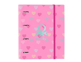 Carpeta de anillas Benetton Heart Rosa 27 x 32 x 3.5 cm