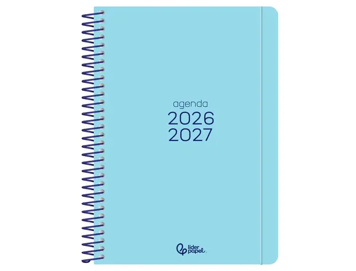 Liderpapel Agenda Escolar Basic 2026-2027, A5, Espiral, Bilingüe, Papel 70g FSC, Diseños Surtidos, Expositor 16 Unidades