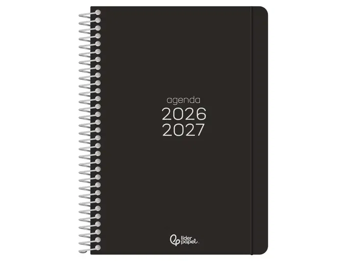 Liderpapel Agenda Escolar Basic 2026-2027, A5, Espiral, Bilingüe, Papel 70g FSC, Diseños Surtidos, Expositor 16 Unidades