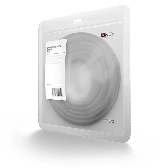 Lindy 48160 Cable de Red 0,3 m Cat6 U/UTP Gris, RJ-45 Macho a RJ-45 Macho, 10/100/1000Base-T