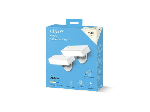 Garza 401559C PACK 2 Apliques LED Portátil Mesilla VEGA Blanco Recargable Regulable CRI>90 Luz Neutra