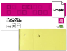 Liderpapel Talonario mostrador amarillo con matriz y numeración