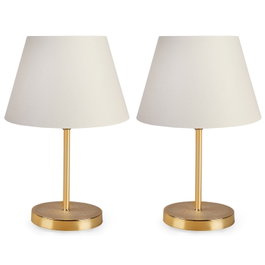 Opviq Juego de Lámparas de Mesa 2333, Pantallas PVC Crema, Diámetro 22cm, Altura 37cm, Elegantes y Modernas para Hogar