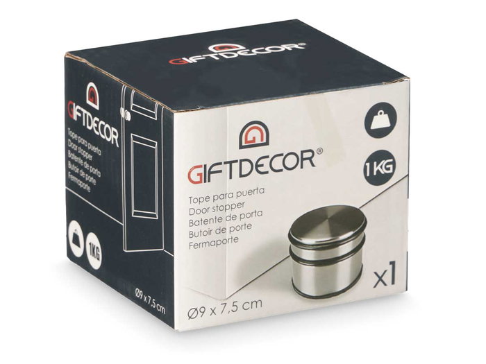 Giftdecor Tope Puerta Acero Inoxidable 430 S-S 9.5x7.8x9.5 cm (Set de 12)