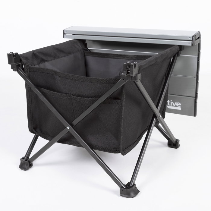 Aktive Mesa auxiliar plegable de camping con zona de almacenaje Aktive Mesa auxiliar plegable de camping con zona de almacenaje
