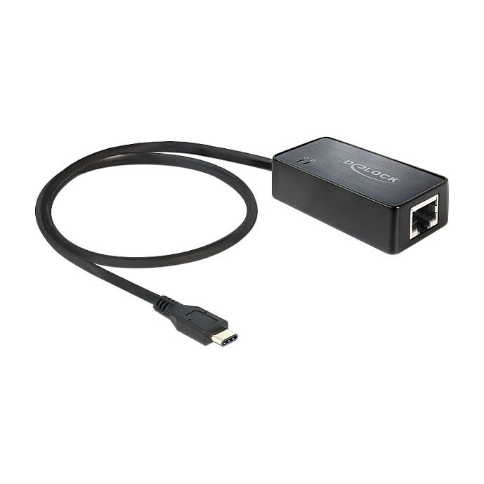 DeLOCK Adaptador USB-C a Ethernet Gigabit LAN 62642, 1000 Mbit/s, 10/100/1000BaseT, Negro, ASIX, USB 3.2 Gen 2, con Indicadores LED