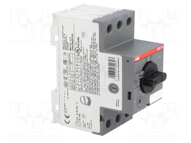 ABB MS116-6.3 Interruptor motorizado 2,2kW 208÷690VAC