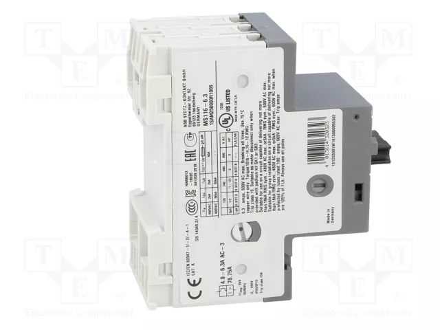 ABB MS116-6.3 Interruptor motorizado 2,2kW 208÷690VAC