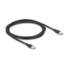 DeLOCK Cable USB-C Macho a Macho USB 2.0 con Power Delivery 3.0 de 60W para Carga Rápida, Longitud 2.5m, Color Negro, Ref 81239