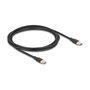 DeLOCK Cable USB-C Macho a Macho USB 2.0 con Power Delivery 3.0 de 60W para Carga Rápida, Longitud 2.5m, Color Negro, Ref 81239
