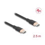 DeLOCK Cable USB-C Macho a Macho USB 2.0 con Power Delivery 3.0 de 60W para Carga Rápida, Longitud 2.5m, Color Negro, Ref 81239