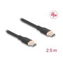 DeLOCK Cable USB 2.0 USB Type-C a USB Type-C, 60 W, 2,5 m, Negro, Silicona