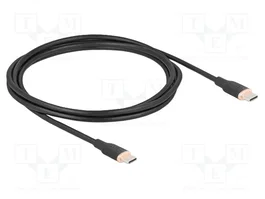 DeLOCK Cable USB 2.0 USB Type-C a USB Type-C, 60 W, 2,5 m, Negro, Silicona