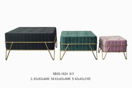 DKD Home Decor Set de 3 Descalzadoras de Terciopelo Multicolor
