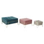 DKD Home Decor Set de 3 Descalzadoras de Terciopelo Multicolor