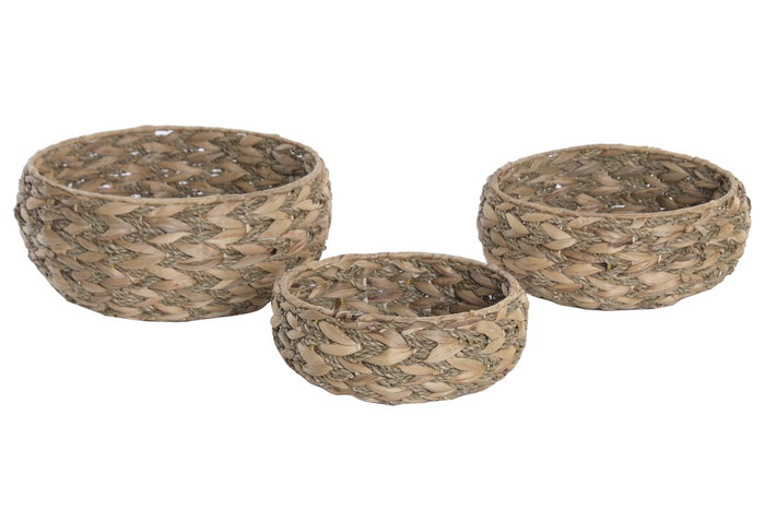 DKD Home Decor Set de 3 Centros de Mesa Jacinto de Agua Natural 37x37x15 cm DKD Home Decor Set de 3 Centros de Mesa Jacinto de Agua Natural 37x37x15 cm