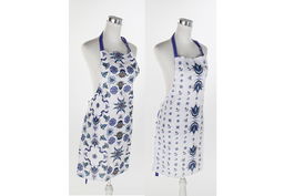 DKD Home Decor Delantal Tradicional Azul Blanco 0.5 x 80 x 60 cm Set de 2 (4 Unidades)