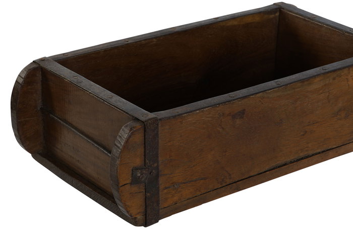 DKD Home Decor Centro de Mesa de Teca Marrón Molde Ladrillo 33x15x10 cm