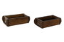 DKD Home Decor Centro de Mesa de Teca Marrón Molde Ladrillo 33x15x10 cm