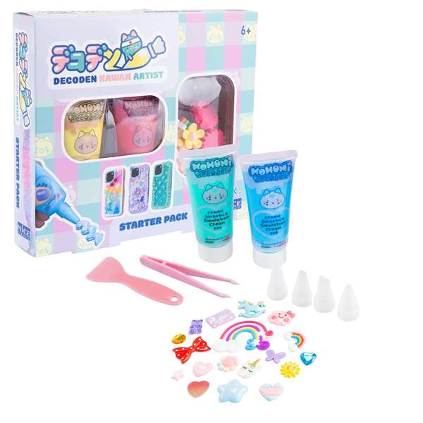 Nice Group Decoden Starter Pack 48514 - Kit Crema Decoración Carcasa Móvil con Amuletos, Boquillas y Pinzas - 6 Modelos Surtidos - Para +6 Años