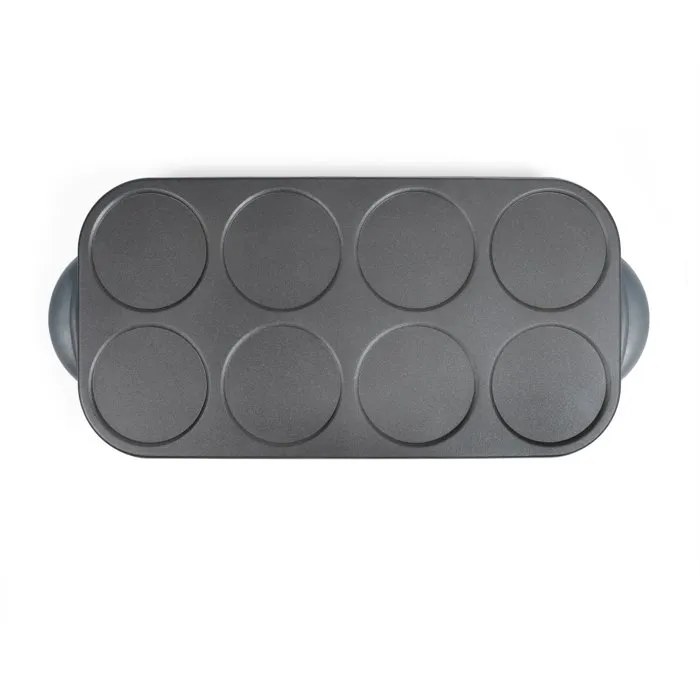 Livoo Maxi Crepe Party DOC186G Crepera 1500 W para 8 Mini Crepes de 12 cm, Plato Antiadherente Negro