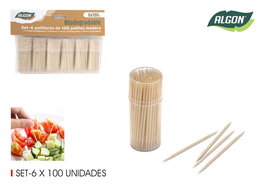 Algon Palillos Interdentales - Set de 6 Paquetes x 100 Unidades - Color Rojo - 2,5 cm x 6,5 cm (18 Unidades)