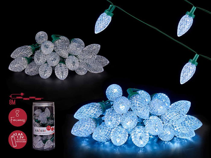 KRIST+ Tira LED 5M 25 Leds Luz Fría Blanca Exterior 8 Funciones Impermeable Caja Batería Temporizador 10x20x10 cm (Set de 12) KRIST+ Tira LED 5M 25 Leds Luz Fría Blanca Exterior 8 Funciones Impermeable Caja Batería Temporizador 10x20x10 cm (Set de 12)