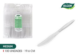 Algon Set-100 Cuchillo Mediano Transparente 19.6 cm (10 Unidades)