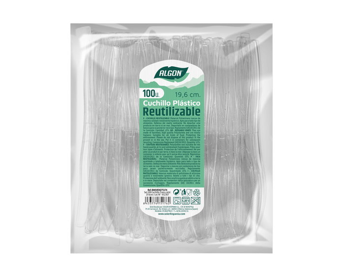 Algon Set-100 Cuchillo Mediano Transparente 19.6 cm (10 Unidades)