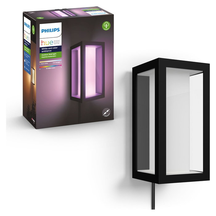 Philips Aplique de Pared Exterior White & Color Ambiance Impress Negro
