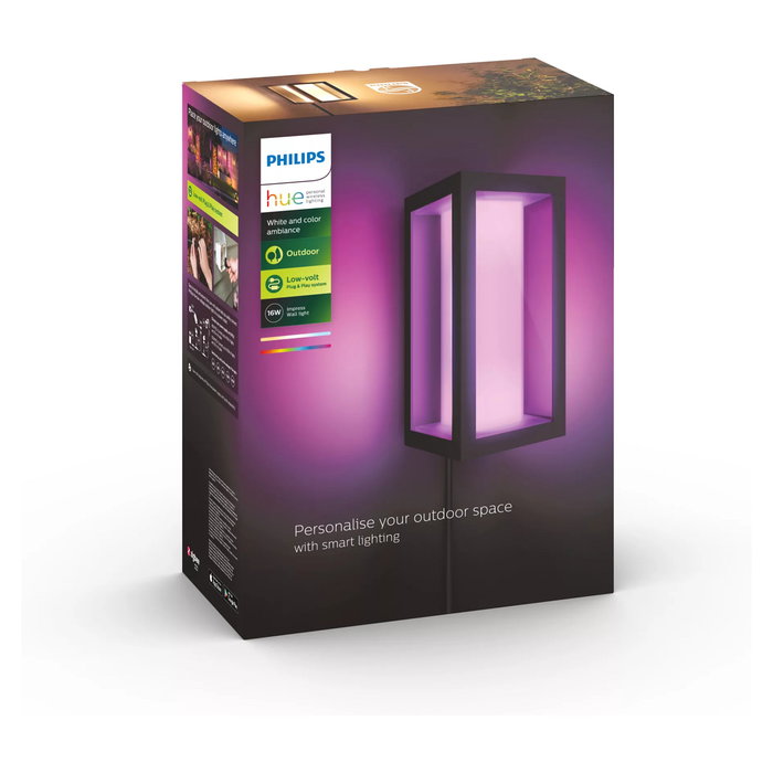 Philips Aplique de Pared Exterior White & Color Ambiance Impress Negro
