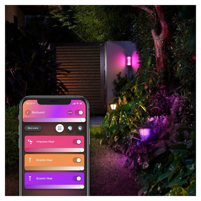 Philips Aplique de Pared Exterior White & Color Ambiance Impress Negro