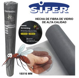 SIFER Malla Tela Mosquitera de Fibra de Vidrio 120 cm x 30 m