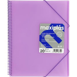 Grafoplás Carpeta con Fundas Maxiplás Espiral A4 20 Fundas C-Sobre PP Rígido Translúcido Lavanda Soft