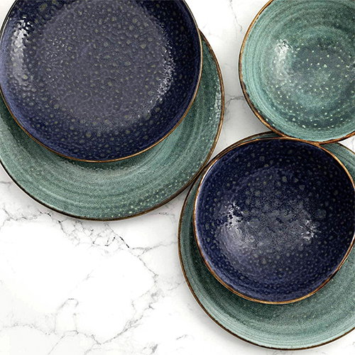 SUMMA Cazoleta Moon Turquesa 16 cm Diámetro x 4.5 cm Alto, Vitro Porcelana, Colección Moon, Turquoise (Set de 6)