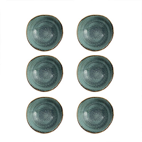 SUMMA Cazoleta Moon Turquesa 16 cm Diámetro x 4.5 cm Alto, Vitro Porcelana, Colección Moon, Turquoise (Set de 6)